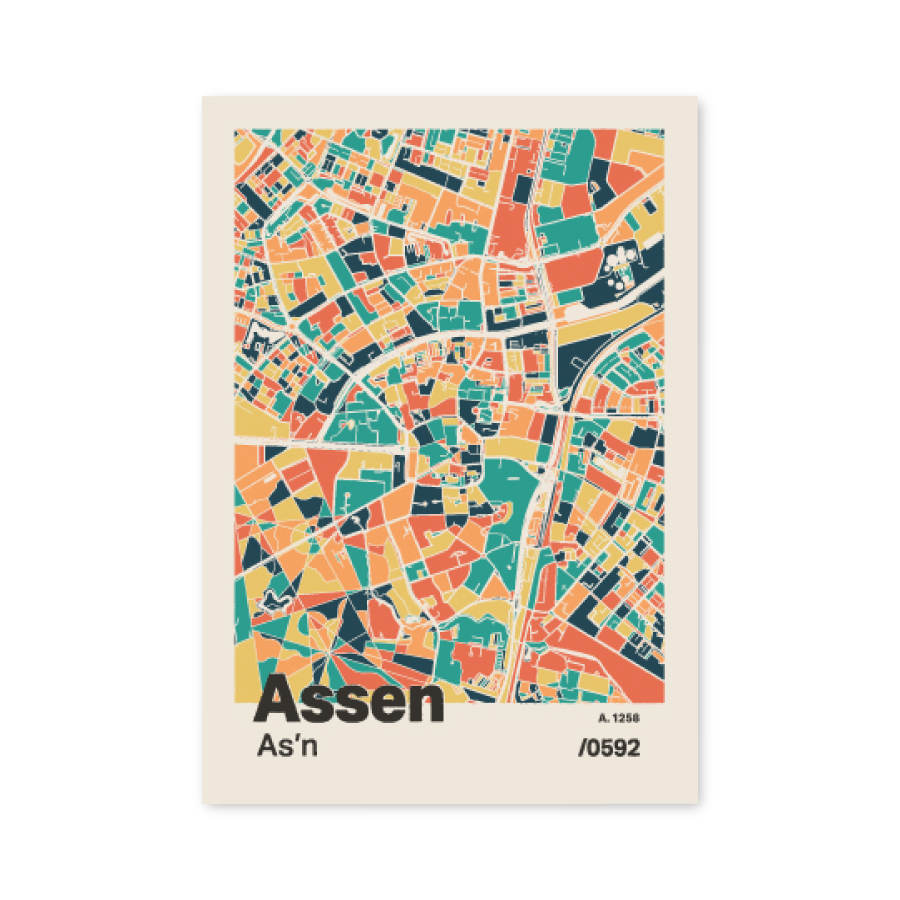 Plattegrond poster Licht Assen mozaiek stl 01 1 1 | Funky Fellow