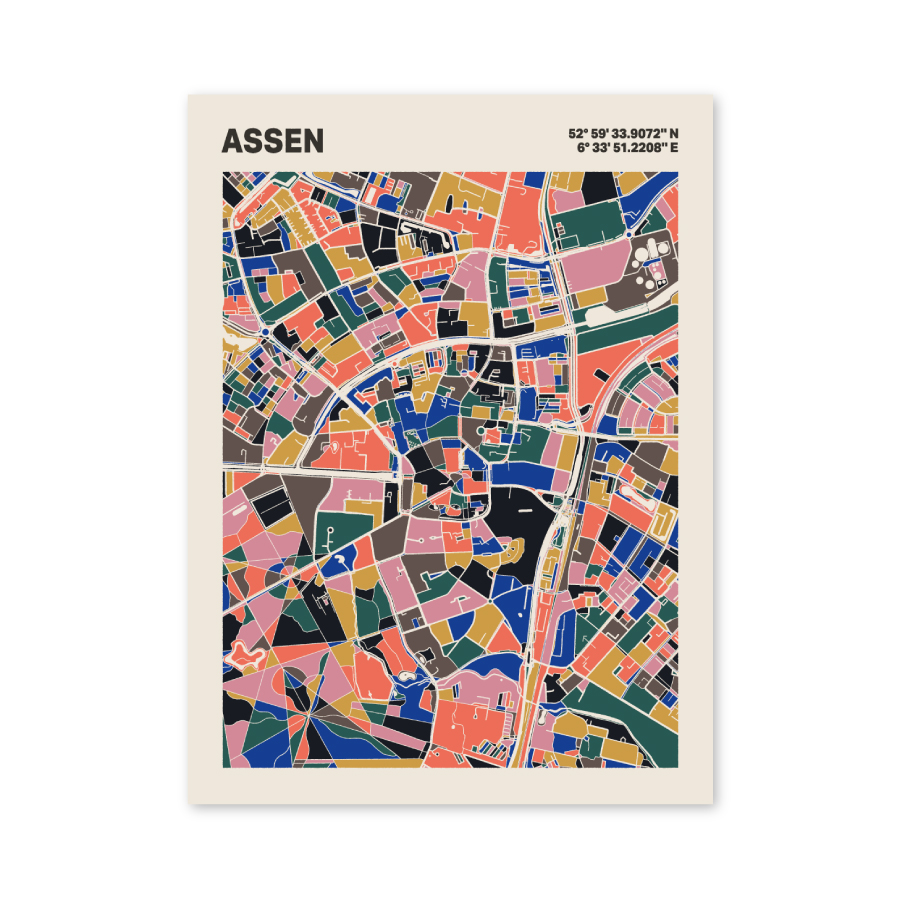 Plattegrond poster Licht Assen mozaiek stl 05 2 | Funky Fellow