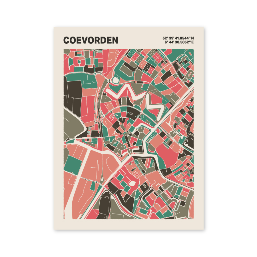 Plattegrond poster Licht Coevorden mozaiek stl 02 | Funky Fellow