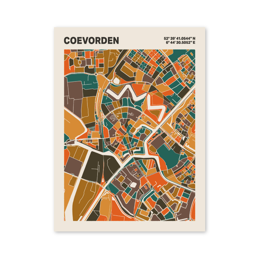 Plattegrond poster Licht Coevorden mozaiek stl 06 | Funky Fellow
