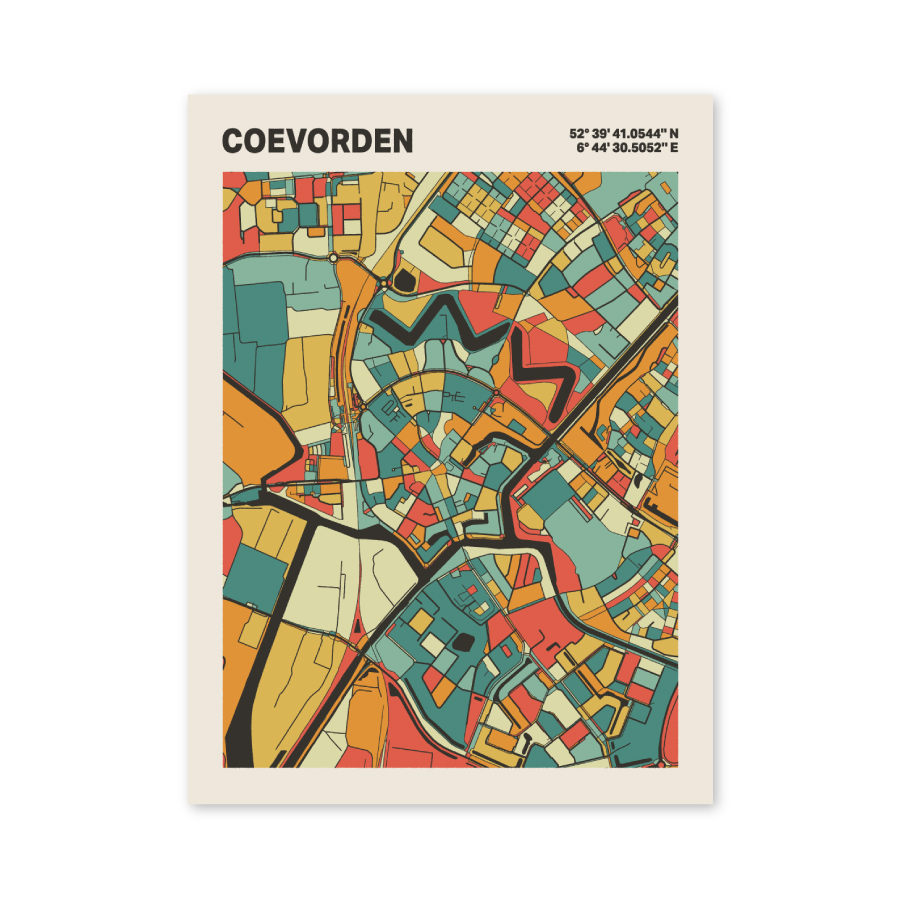 Plattegrond poster Licht Coevorden mozaiek stl 08 | Funky Fellow