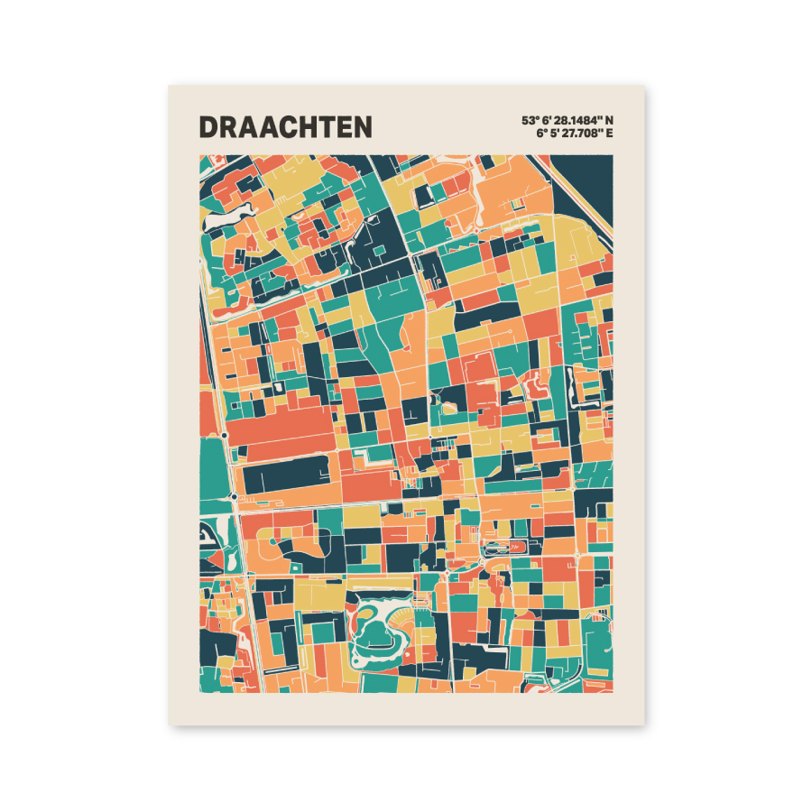 Plattegrond poster Licht Draachten mozaiek stl 01 7 | Funky Fellow