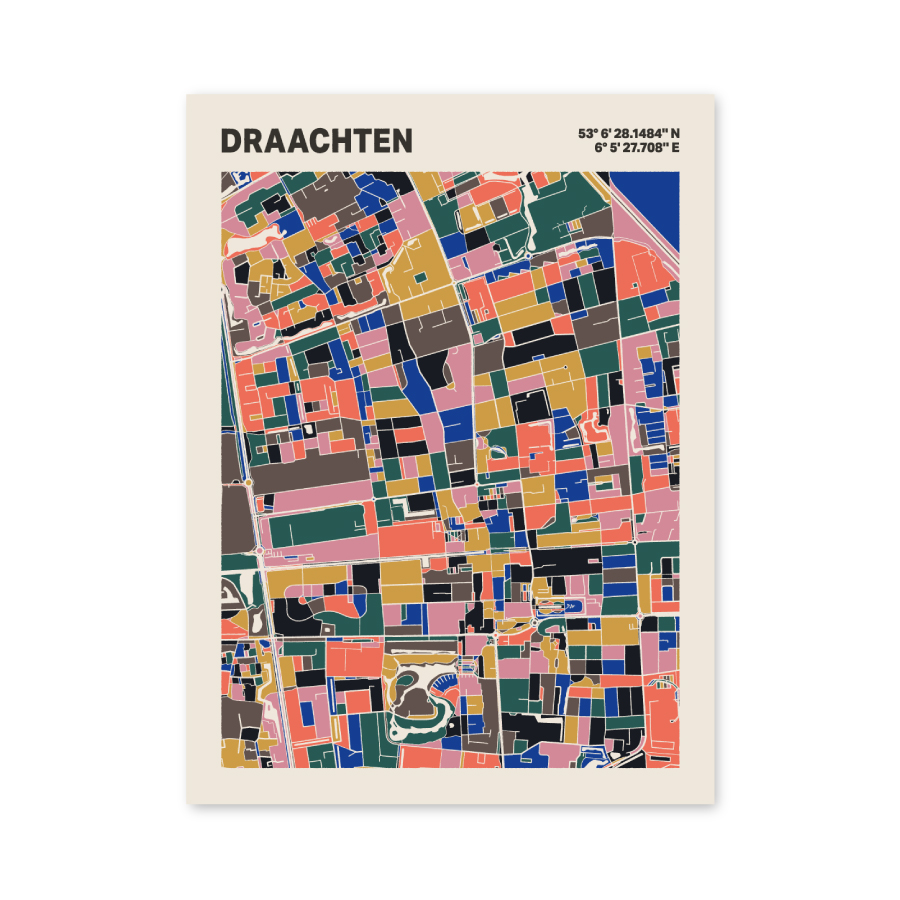 Plattegrond poster Licht Draachten mozaiek stl 05 3 | Funky Fellow