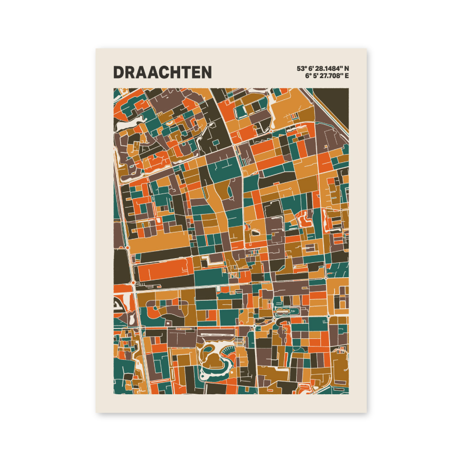 Plattegrond poster Licht Draachten mozaiek stl 06 3 | Funky Fellow
