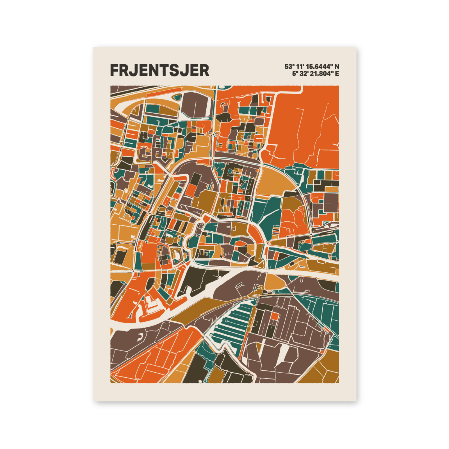 Plattegrond poster Licht Frjentsjer mozaiek stl 06 3 | Funky Fellow