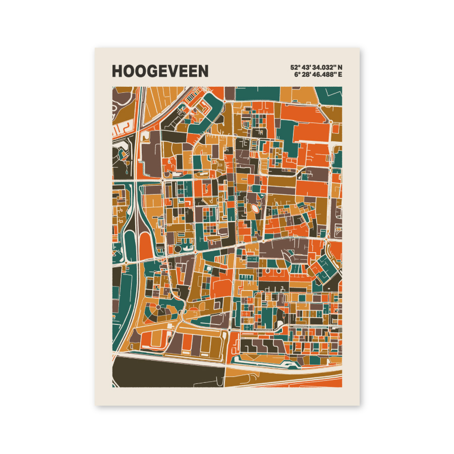 Plattegrond poster Licht Hoogeveen mozaiek stl 06 2 | Funky Fellow