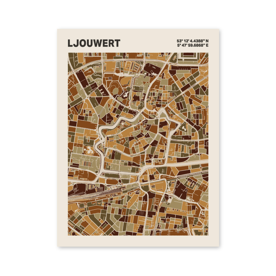Plattegrond poster Licht Ljouwert mozaiek stl 03 3 | Funky Fellow