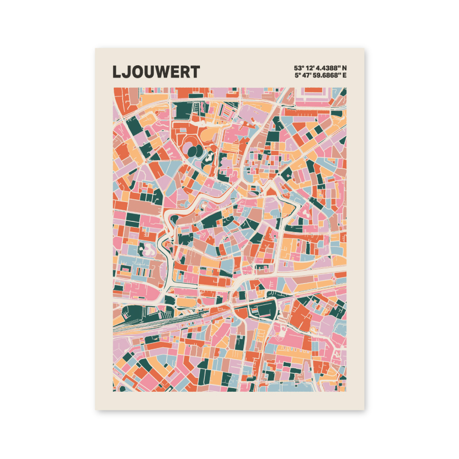 Plattegrond poster Licht Ljouwert mozaiek stl 04 3 | Funky Fellow