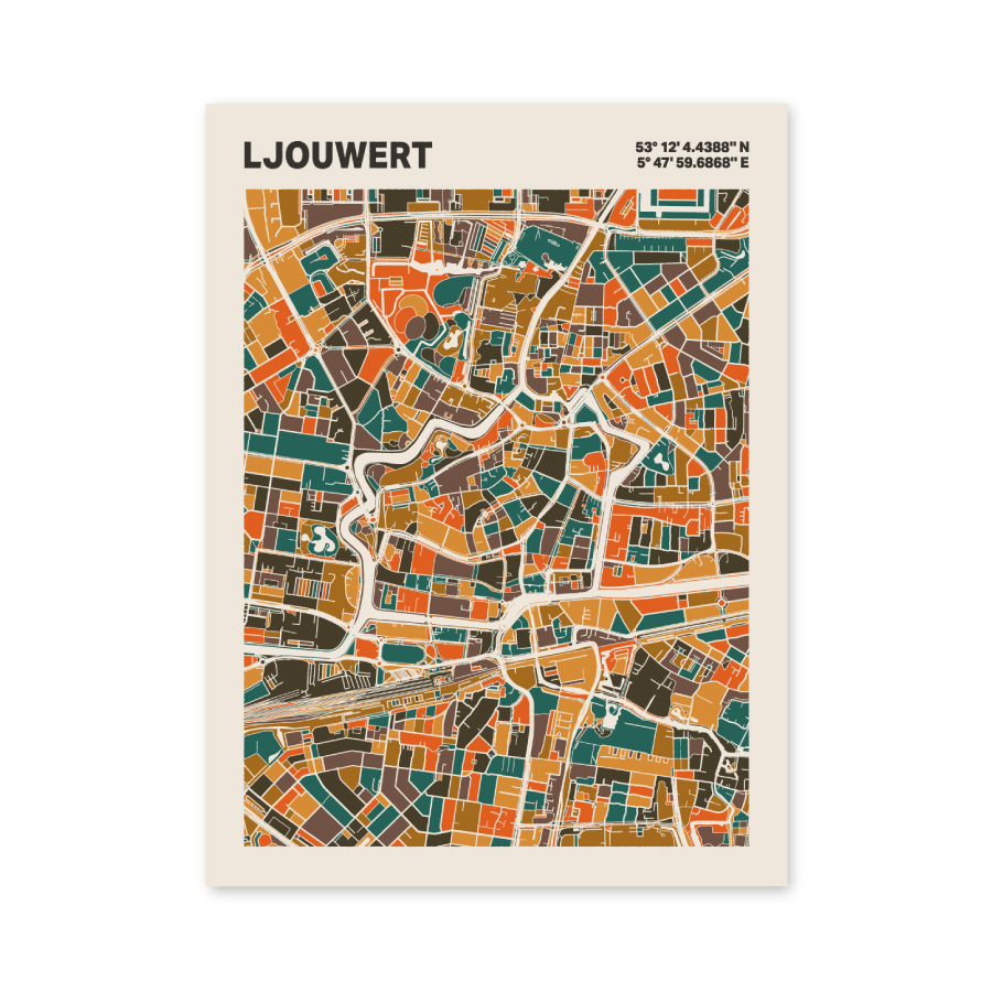Plattegrond poster Licht Ljouwert mozaiek stl 06 3 | Funky Fellow
