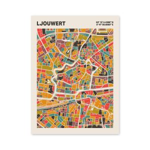 Plattegrond poster Licht Ljouwert mozaiek stl 07 3 | Funky Fellow