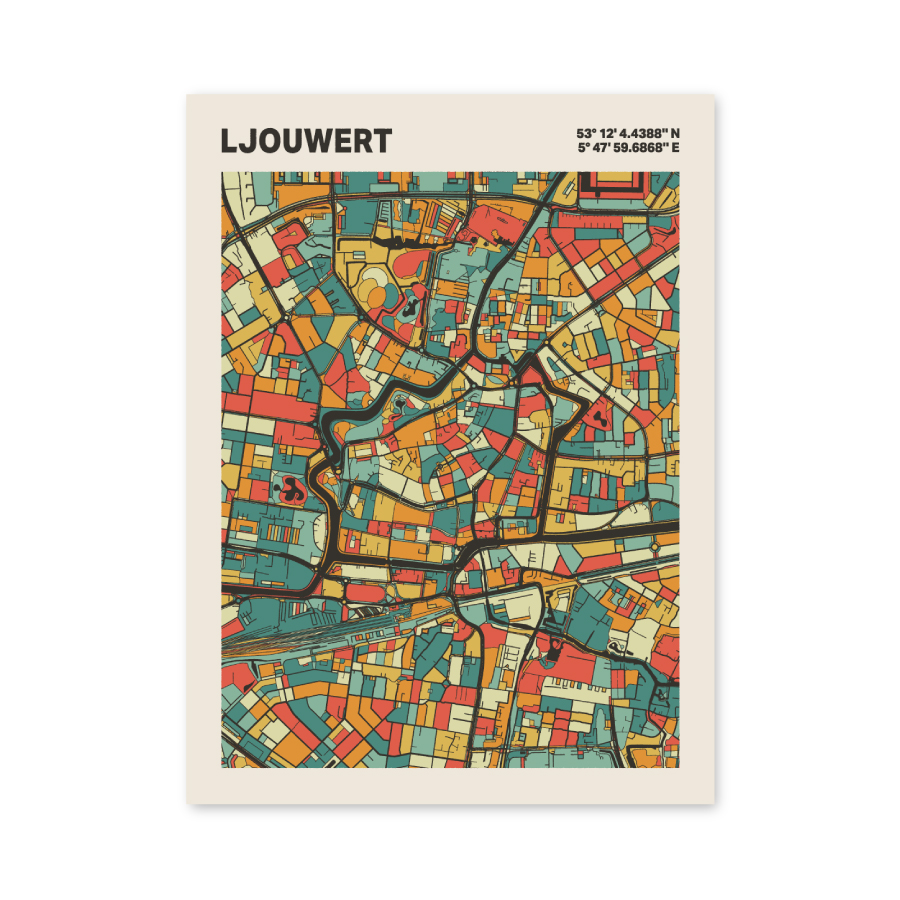 Plattegrond poster Licht Ljouwert mozaiek stl 08 3 | Funky Fellow