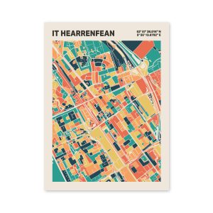 Plattegrond poster Licht it Hearrenfean mozaiek stl 01 3 | Funky Fellow