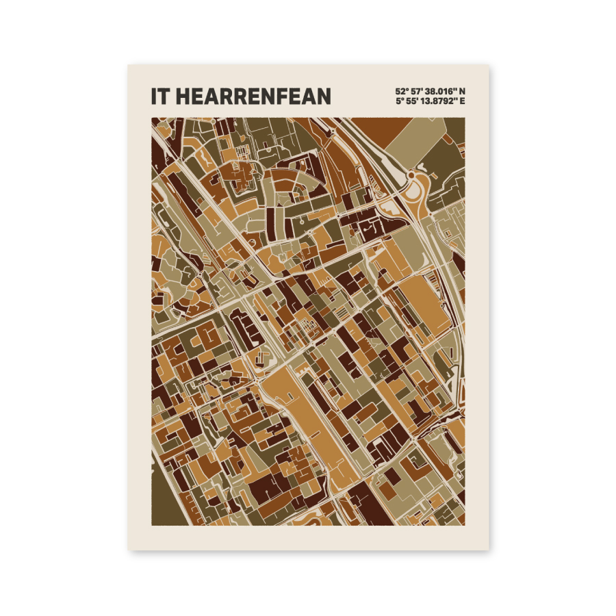 Plattegrond poster Licht it Hearrenfean mozaiek stl 03 3 | Funky Fellow