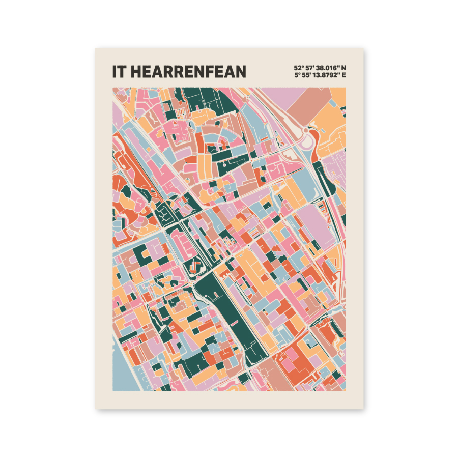 Plattegrond poster Licht it Hearrenfean mozaiek stl 04 3 | Funky Fellow