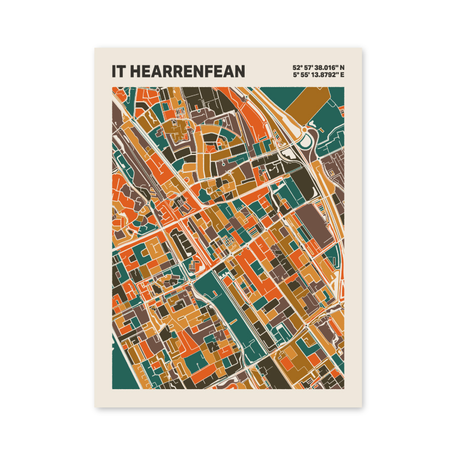 Plattegrond poster Licht it Hearrenfean mozaiek stl 06 3 | Funky Fellow