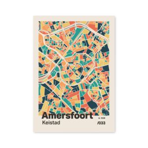 Plattegrond poster Licht Amersfoort mozaiek stl 01 mockup A6 schaduw voorkant | Funky Fellow