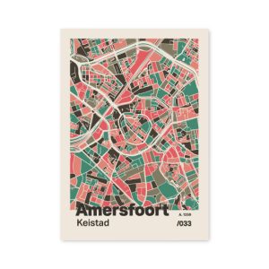 Plattegrond poster Licht Amersfoort mozaiek stl 02 mockup A6 schaduw voorkant | Funky Fellow
