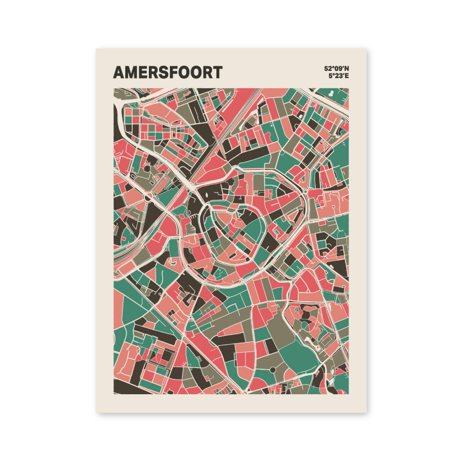 Plattegrond poster Licht Amersfoort mozaiek stl 02 mockup poster schaduw 06 | Funky Fellow