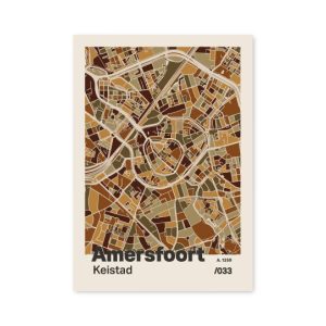 Plattegrond poster Licht Amersfoort mozaiek stl 03 mockup A6 schaduw voorkant | Funky Fellow