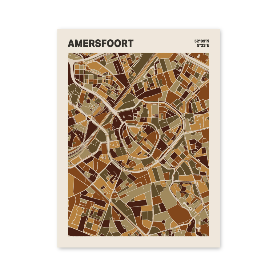 Plattegrond poster Licht Amersfoort mozaiek stl 03 mockup poster schaduw 06 | Funky Fellow