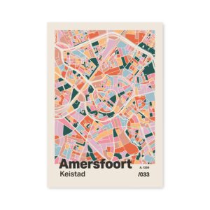 Plattegrond poster Licht Amersfoort mozaiek stl 04 mockup A6 schaduw voorkant | Funky Fellow