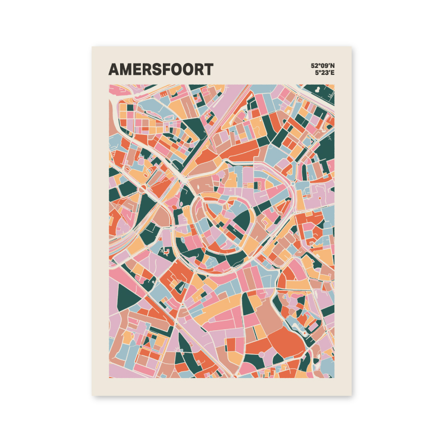 Plattegrond poster Licht Amersfoort mozaiek stl 04 mockup poster schaduw 06 | Funky Fellow