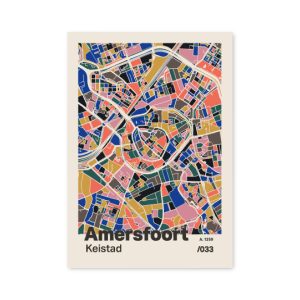 Plattegrond poster Licht Amersfoort mozaiek stl 05 mockup A6 schaduw voorkant | Funky Fellow