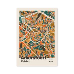 Plattegrond poster Licht Amersfoort mozaiek stl 06 mockup A6 schaduw voorkant | Funky Fellow