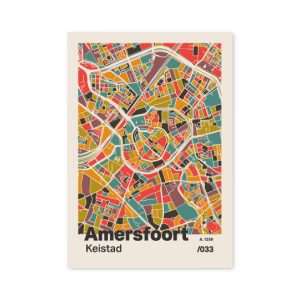 Plattegrond poster Licht Amersfoort mozaiek stl 07 mockup A6 schaduw voorkant | Funky Fellow