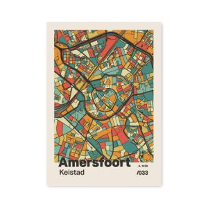 Plattegrond poster Licht Amersfoort mozaiek stl 08 mockup A6 schaduw voorkant | Funky Fellow