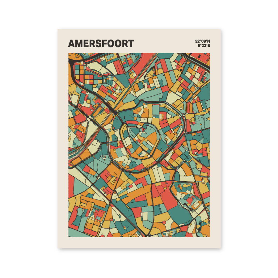 Plattegrond poster Licht Amersfoort mozaiek stl 08 mockup poster schaduw 06 | Funky Fellow