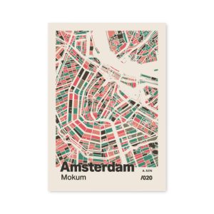 Plattegrond poster Licht Amsterdam mozaiek stl 02 mockup A6 schaduw voorkant | Funky Fellow