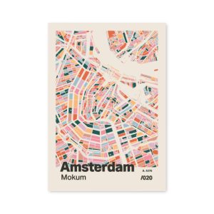 Plattegrond poster Licht Amsterdam mozaiek stl 04 mockup A6 schaduw voorkant | Funky Fellow