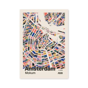 Plattegrond poster Licht Amsterdam mozaiek stl 05 mockup A6 schaduw voorkant | Funky Fellow