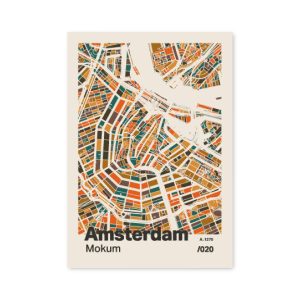Plattegrond poster Licht Amsterdam mozaiek stl 06 mockup A6 schaduw voorkant | Funky Fellow