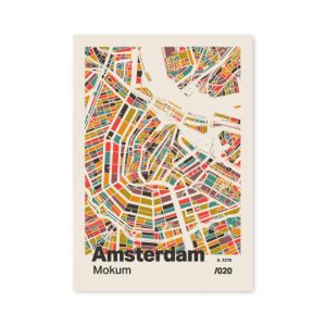 Plattegrond poster Licht Amsterdam mozaiek stl 07 mockup A6 schaduw voorkant | Funky Fellow