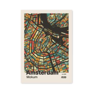 Plattegrond poster Licht Amsterdam mozaiek stl 08 mockup A6 schaduw voorkant | Funky Fellow