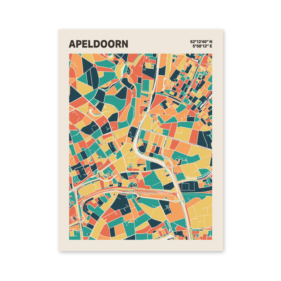 Plattegrond poster Licht Apeldoorn mozaiek stl 01 mockup poster schaduw 06 | Funky Fellow