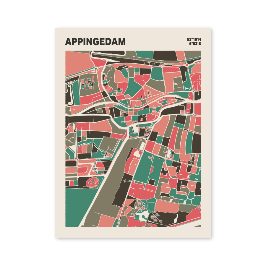 Plattegrond poster Licht Appingedam mozaiek stl 02 3 | Funky Fellow
