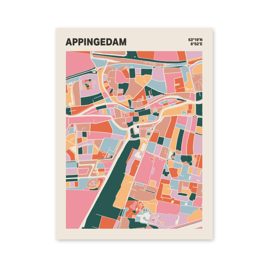 Plattegrond poster Licht Appingedam mozaiek stl 04 3 | Funky Fellow