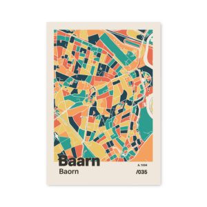 Plattegrond poster Licht Baarn mozaiek stl 01 mockup A6 schaduw voorkant | Funky Fellow