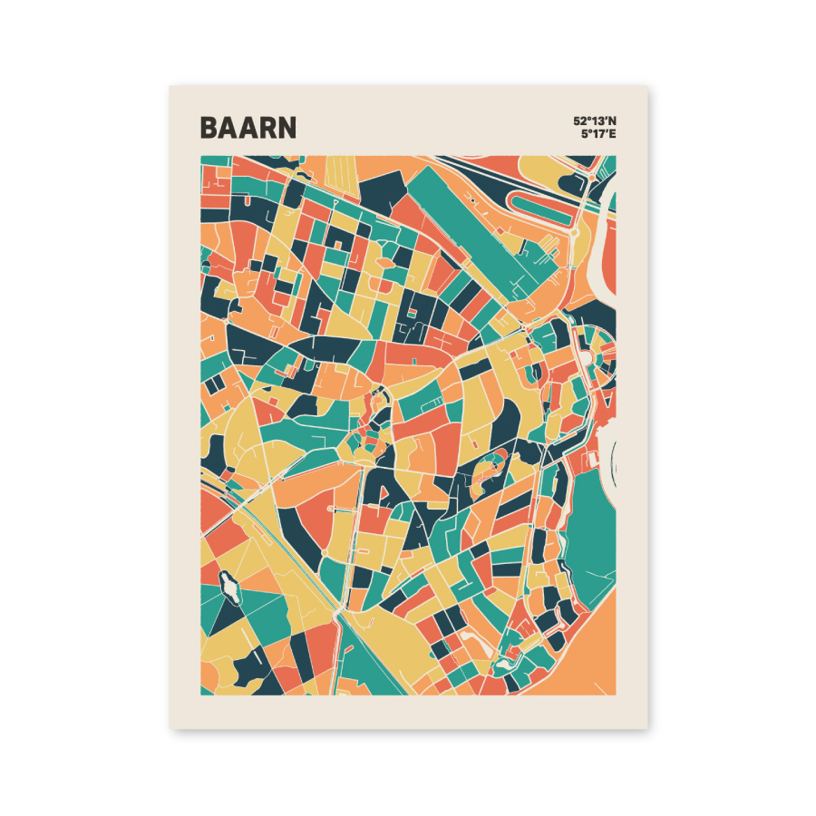 Plattegrond poster Licht Baarn mozaiek stl 01 mockup poster schaduw 06 | Funky Fellow