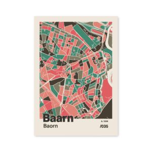 Plattegrond poster Licht Baarn mozaiek stl 02 mockup A6 schaduw voorkant | Funky Fellow