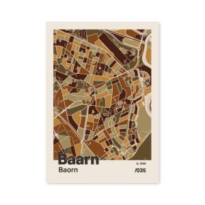 Plattegrond poster Licht Baarn mozaiek stl 03 mockup A6 schaduw voorkant | Funky Fellow