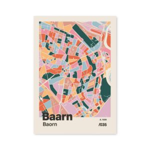 Plattegrond poster Licht Baarn mozaiek stl 04 mockup A6 schaduw voorkant | Funky Fellow