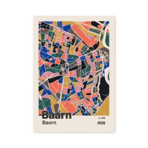 Plattegrond poster Licht Baarn mozaiek stl 05 mockup A6 schaduw voorkant | Funky Fellow