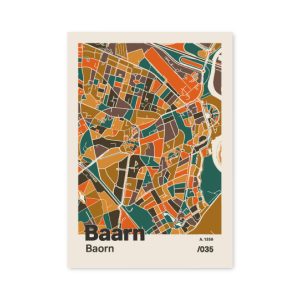 Plattegrond poster Licht Baarn mozaiek stl 06 mockup A6 schaduw voorkant | Funky Fellow