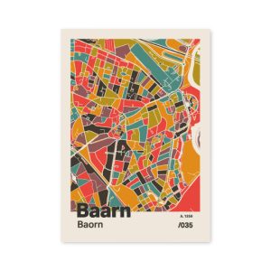 Plattegrond poster Licht Baarn mozaiek stl 07 mockup A6 schaduw voorkant | Funky Fellow