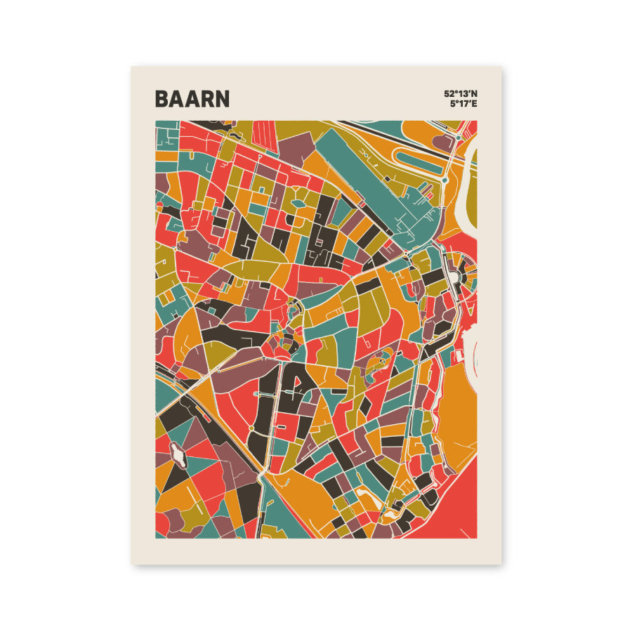 Plattegrond poster Licht Baarn mozaiek stl 07 mockup poster schaduw 06 | Funky Fellow