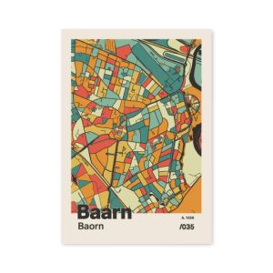 Plattegrond poster Licht Baarn mozaiek stl 08 mockup A6 schaduw voorkant | Funky Fellow